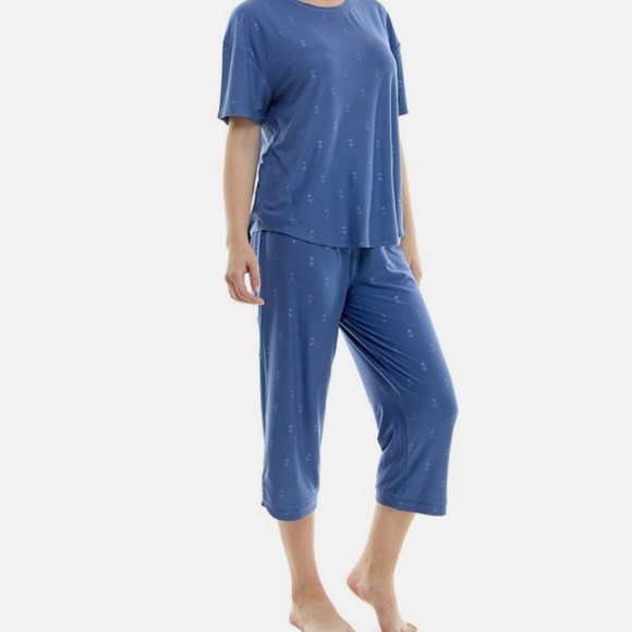 Roudelain Women's 2-Pc. Cropped Anchor-Print Pajamas Set - Little Anchors - Picture 3 of 4